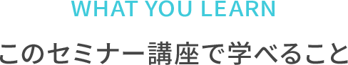 セミナーで学べること